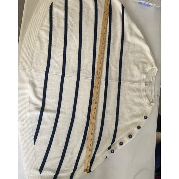 J. Jill Sweater Cape Poncho Womens One Size White Navy Striped Relaxed Cozy Casu - Picture 8 of 9